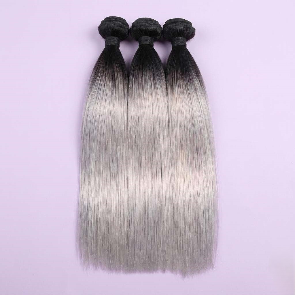 1B/Grey Bundles Straight 1/3/4 PCS Virgin Hair 